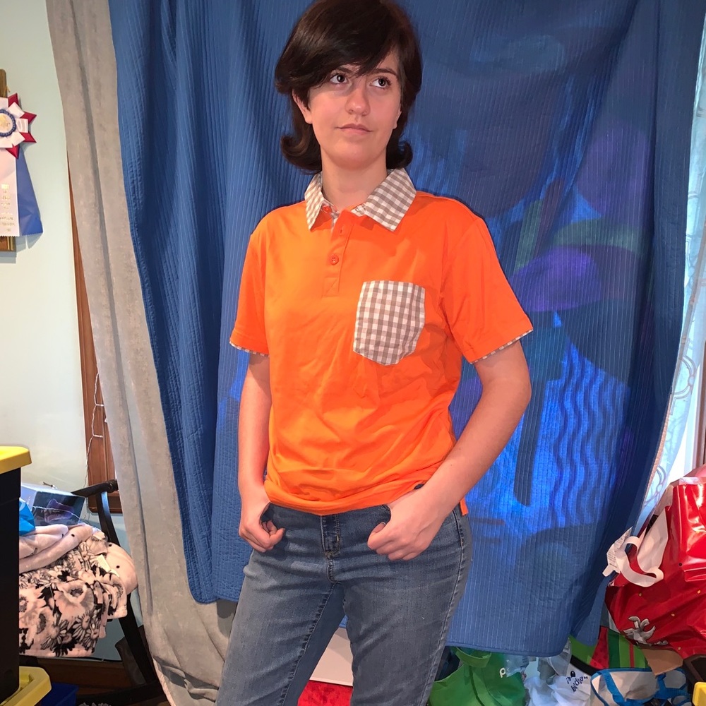 NWT Filthy Etiquette Sz M Blake Orange Checker Z20